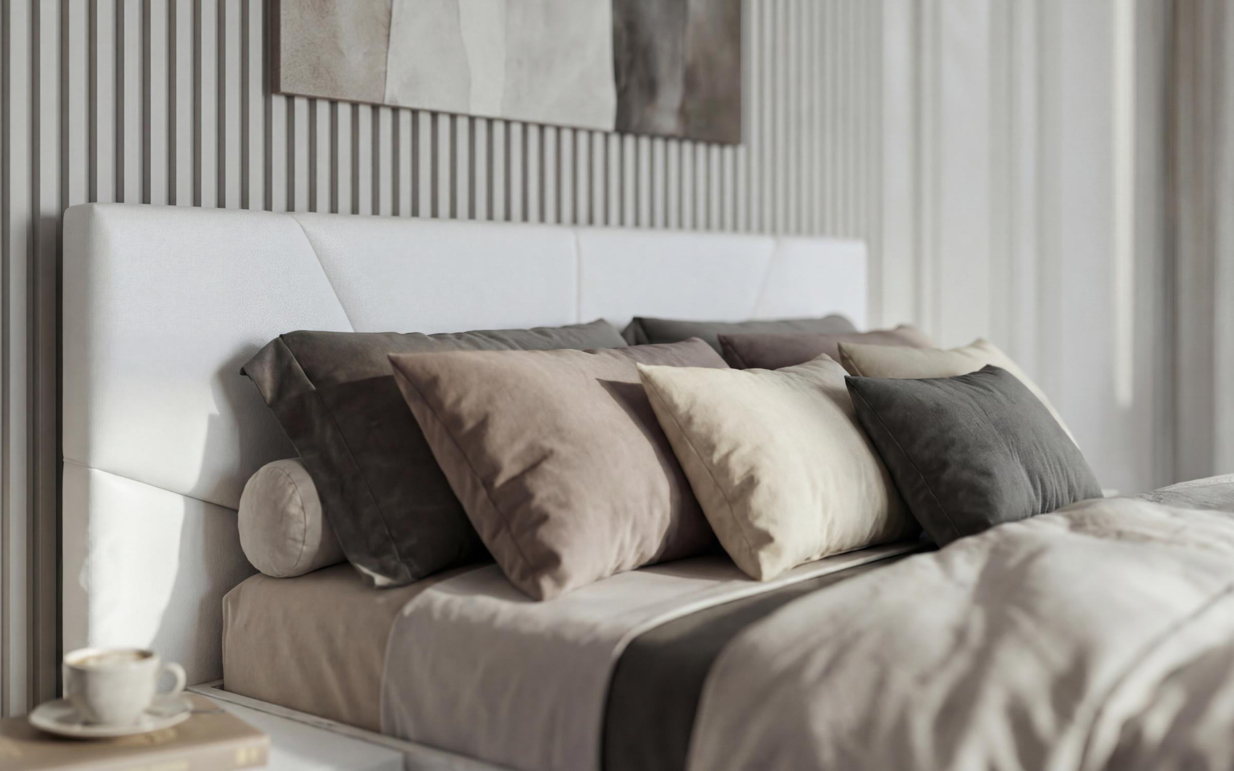 Upholstered double bed for mattress 160/200 Zora, Antique oak + white + white leather  4